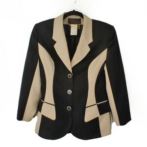 Vintage 80s Lolita Lempicka Two Tone Avant Garde Abstract Black Blazer Jacket